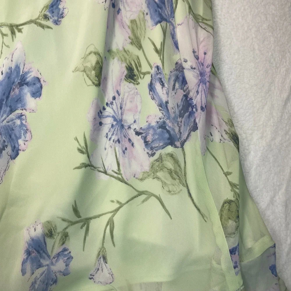 VTG Maxi Skirt 2 Pc Set Women M Floral Fairy Chiffon Lettuce Hem Church Romantic